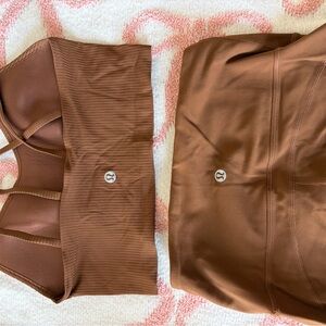 lululemon athletica Brown High-Rise Leggings & Sports Bra Set